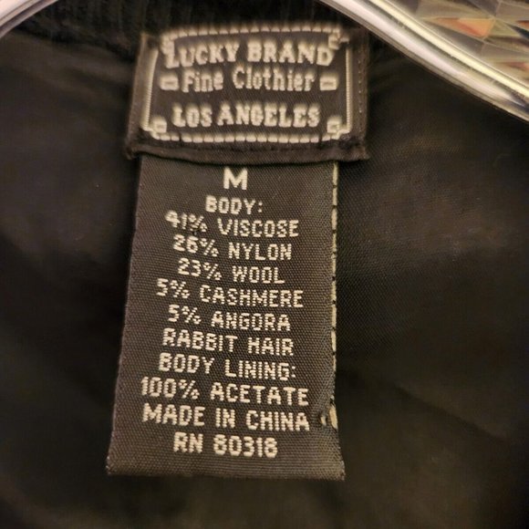 Lucky Brand Cardigan Black Cashmere Wool Angora Rabbit Hair Blend Beaded Med vtg - Picture 3 of 8